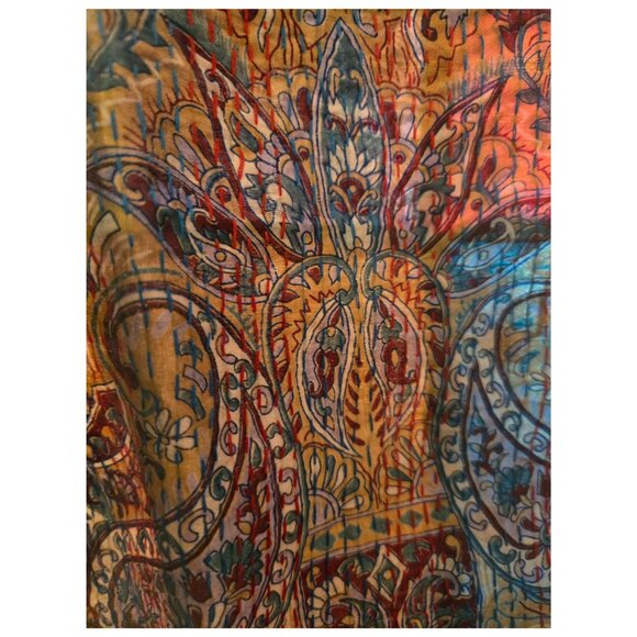 NEW Authentic Vintage Silk Kantha Scarf Handmade Bohemian Wrap Scarf Reversible - Picture 2 of 2